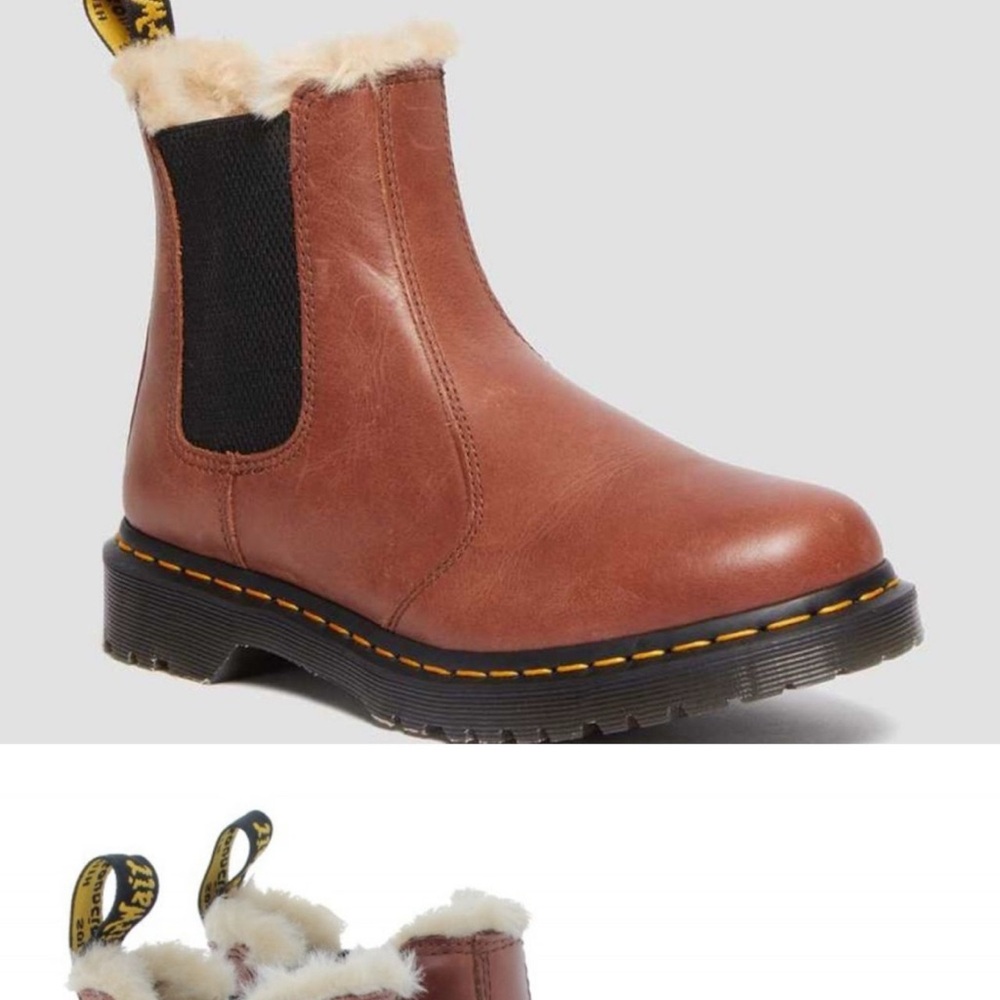 Dr. Martens Brown Ankle Boots with Black Accents